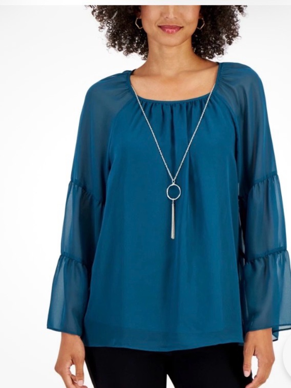 JM Collection for women beautiful teal color with silver tone necklace